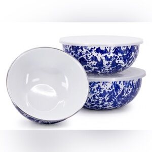 Golden Rabbit Cobalt Swirl Enamel Nesting Bowls
